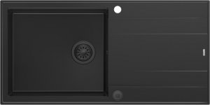 Zlewozmywak GraniteQ EVAN 111 GraniteQ zlewozmywak z syfonem Push 2 Open 1-komorowy z/o (860x500x210) pure carbon / elementy pure carbon 2