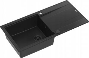 Zlewozmywak GraniteQ EVAN 111 GraniteQ zlewozmywak z syfonem Push 2 Open 1-komorowy z/o (860x500x210) pure carbon / elementy pure carbon 7