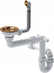 Zlewozmywak GraniteQ EVAN 111 GraniteQ zlewozmywak z syfonem Push 2 Open 1-komorowy z/o (860x500x210) pure carbon / elementy miedziane 9