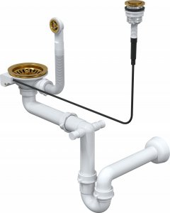 Zlewozmywak GraniteQ EVAN 156 zlewozmywak z syfonem Push To Open 1,5-komorowy z/o (1000x500x210; kom. 420x480) black diamond / elementy złote 3