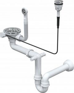 Zlewozmywak GraniteQ EVAN 156 GraniteQ zlewozmywak z syfonem Push To Open 1,5-komorowy z/o (1000x500x210; kom. 420x480) black diamond / elementy stalowe 3