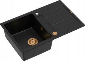 Zlewozmywak GraniteQ MORGAN 111 GraniteQ zlewozmywak pure carbon z syfonem Push To Open 1-komorowy z/o/ elementy miedziene 2