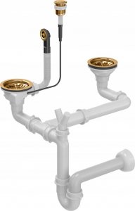 Zlewozmywak GraniteQ MORGAN 156 GraniteQ zlewozmywak snow white z syfonem Push To Open okrągły 1,5-komorowy z/o / elementy miedziane 4