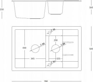 Zlewozmywak GraniteQ MORGAN 156 GraniteQ zlewozmywak silver stone z syfonem Push To Open okrągły 1,5-komorowy z/o / elementy złote 3