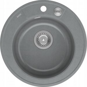 Zlewozmywak GraniteQ MORGAN 210 zlewozmywak silver stone z syfonem Push To Open stal szlachetna okrągły 1-komorowy b/o 2