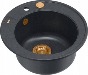 Zlewozmywak GraniteQ MORGAN 210 zlewozmywak black diamond z syfonem Push To Open kol. miedziany okrągły 1-komorowy b/o + zaczepy 3 szt 2