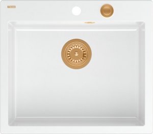 Zlewozmywak GraniteQ MORGAN 110 GraniteQ zlewozmywak snow white z syfonem Push To Open kol. miedziany 1-komorowy b/o + zaczepy 4 szt 2
