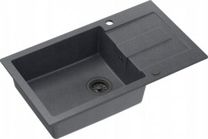 Zlewozmywak GraniteQ CHRISTIAN 136 XL zlewozmywak granitowy 1-komorowy czarny (78x45x18,5) z zaślepką i odpływem czarnym (komora 45x38 cm) 11