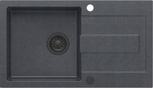 Zlewozmywak GraniteQ CHRISTIAN 136 XL zlewozmywak granitowy 1-komorowy czarny (78x45x18,5) z zaślepką i odpływem czarnym (komora 45x38 cm) 2