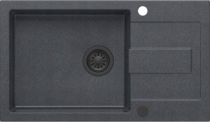 Zlewozmywak GraniteQ CHRISTIAN 136 XL zlewozmywak granitowy 1-komorowy czarny (78x45x18,5) z zaślepką i odpływem czarnym (komora 45x38 cm) 10
