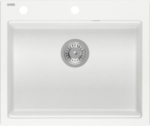 Zlewozmywak GraniteQ Quadron | KURT 110 | kuchenny zlewozmywak granitowy BIAŁY | wymiary: 59,5 x 50 x 21,5 cm | akcesoria: syfon, dozownik, deska, Qmata | 1-komorowy wpuszczany | podbudowa szafki: od 60 cm 4