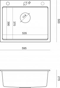 Zlewozmywak GraniteQ Quadron | KURT 110 | kuchenny zlewozmywak granitowy BIAŁY | wymiary: 59,5 x 50 x 21,5 cm | akcesoria: syfon, dozownik, deska, Qmata | 1-komorowy wpuszczany | podbudowa szafki: od 60 cm 5