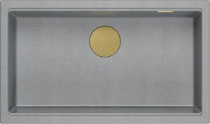Zlewozmywak GraniteQ LOGAN 110 GraniteQ zlewozmywak silver stone 76x44x23,5 cm 1-komorowy wpuszczany z syfonem manualnym złoty 1