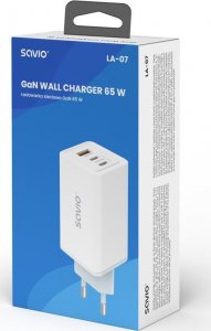 Ładowarka Savio sieciowa USB GaN 65W, Quick Charge 4.0, Power Delivery 3.0, LA-07 8