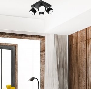 Lampa sufitowa Heckermann Lampa punktowa LED Heckermann 8795318A Czarna 4x głowica 2