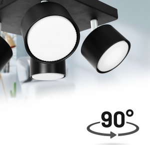 Lampa sufitowa Heckermann Lampa punktowa LED Heckermann 8795318A Czarna 4x głowica 4