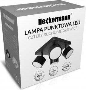 Lampa sufitowa Heckermann Lampa punktowa LED Heckermann 8795318A Czarna 4x głowica 7