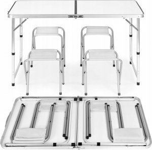 Heckermann Stół składany 120x60cm Biały + 4x Taboret 5
