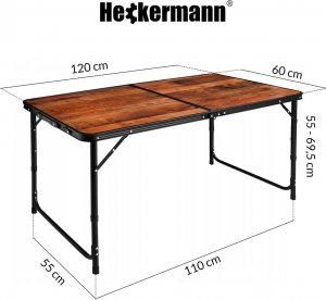 Heckermann Stół składany drewniany 120x60cm + 4x Taboret 3