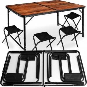 Heckermann Stół składany drewniany 120x60cm + 4x Taboret 5