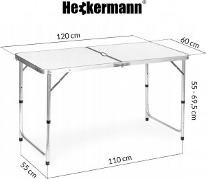 Heckermann Stół składany z otworem 120x60cm Biały + 4x Taboret 3