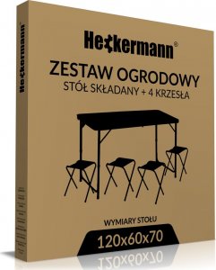 Heckermann Stół składany 120x60cm Czarny + 4x Taboret 8