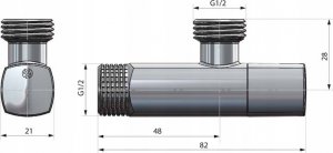 Arco Zawór kątowy Lipstick A•80, czarny mat, 1/2GZ x 1/2GZ [42] 2