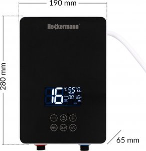 Przepływowy podgrzewacz wody Heckermann Zestaw Przepływowy elektryczny podgrzewacz wody Heckermann SL-X2-60 Czarny + Akcesoria 2