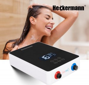 Przepływowy podgrzewacz wody Heckermann Zestaw Przepływowy elektryczny podgrzewacz wody Heckermann SL-X2-60 Czarny + Akcesoria 4