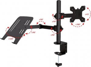 Techly Uchwyt biurkowy Techly 13-32", z półką na laptopa 12"-17" regulowany 5