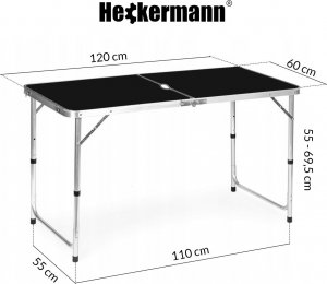 Heckermann Stół składany z otworem 120x60cm Heckermann Czarny + 4x Taboret 3
