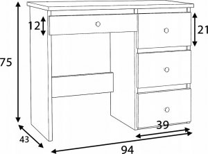 MartigoPlus Biurko, toaletka kosmetyczna BETA 3 DIAMOND biała 6