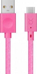 Kabel USB Xqisit KABEL USB - USB-C XQISIT 1.8M różowy w oplocie 1