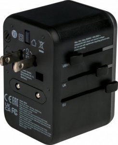 Verbatim 100-250 V Adapter podróżny, CEE7 (widelec) - gniazdo, czarny, Verbatim 12