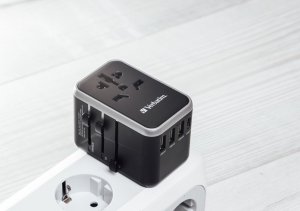 Verbatim 100-250 V Adapter podróżny, CEE7 (widelec) - gniazdo, czarny, Verbatim 20