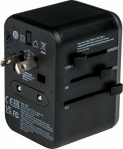Verbatim 100-250 V Adapter podróżny, CEE7 (widelec) - gniazdo, czarny, Verbatim 2