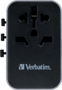 Verbatim 100-250 V Adapter podróżny, CEE7 (widelec) - gniazdo, czarny, Verbatim 3