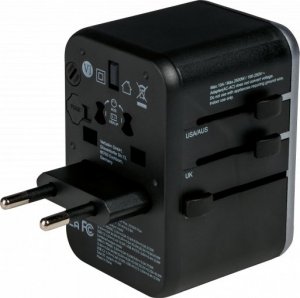 Verbatim 100-250 V Adapter podróżny, CEE7 (widelec) - gniazdo, czarny, Verbatim 4