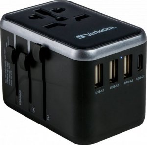 Verbatim 100-250 V Adapter podróżny, CEE7 (widelec) - gniazdo, czarny, Verbatim 5