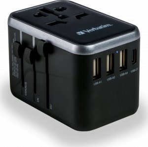 Verbatim 100-250 V Adapter podróżny, CEE7 (widelec) - gniazdo, czarny, Verbatim 6