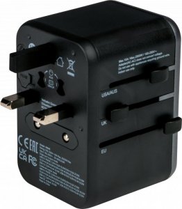 Verbatim 100-250 V Adapter podróżny, CEE7 (widelec) - gniazdo, czarny, Verbatim 7