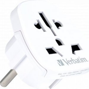 Verbatim 50-100 V Adapter podróżny, CEE7 (widelec) - gniazdo, biały, Verbatim 1
