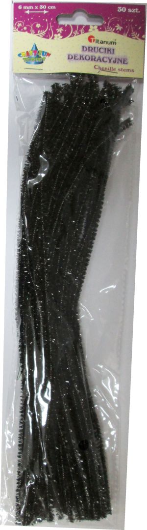 Titanum Drucik brokat czarny 6 mm x 30 cm. 30 sztuk. 338638. 1