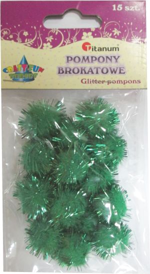 Titanum Pompon brokatowy zielony. 15 sztuk. 338536. 1