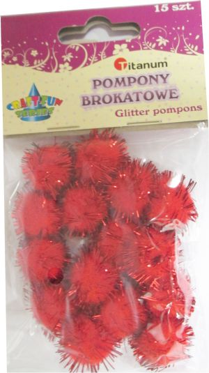 Titanum Pompon brokatowy czerwony. 15 sztuk. 338529. 1