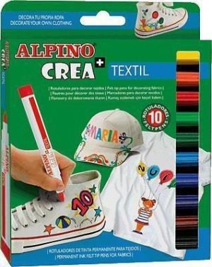 Alpino Flamastry 10 kolorów CREA+ Textil (203613) 1