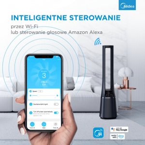 Oczyszczacz powietrza Midea Bladeless Fan & air purifier, Smart WiFi, digital with IOT and remote, H13 HEPA filter, 10 speeds, wide oscillation, ION mode, up to 48 m2, timer, INTELLIGENT WIND, sleep mode, Led display 11