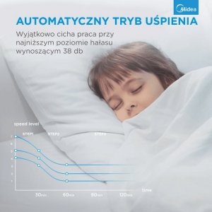 Oczyszczacz powietrza Midea Bladeless Fan & air purifier, Smart WiFi, digital with IOT and remote, H13 HEPA filter, 10 speeds, wide oscillation, ION mode, up to 48 m2, timer, INTELLIGENT WIND, sleep mode, Led display 7