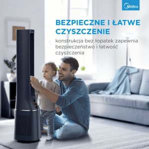 Oczyszczacz powietrza Midea Bladeless Fan & air purifier, Smart WiFi, digital with IOT and remote, H13 HEPA filter, 10 speeds, wide oscillation, ION mode, up to 48 m2, timer, INTELLIGENT WIND, sleep mode, Led display 10