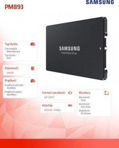 Dysk serwerowy Samsung PM893 240GB 2.5'' SATA III (6 Gb/s)  (MZ7L3240HCHQ-00W07) 3